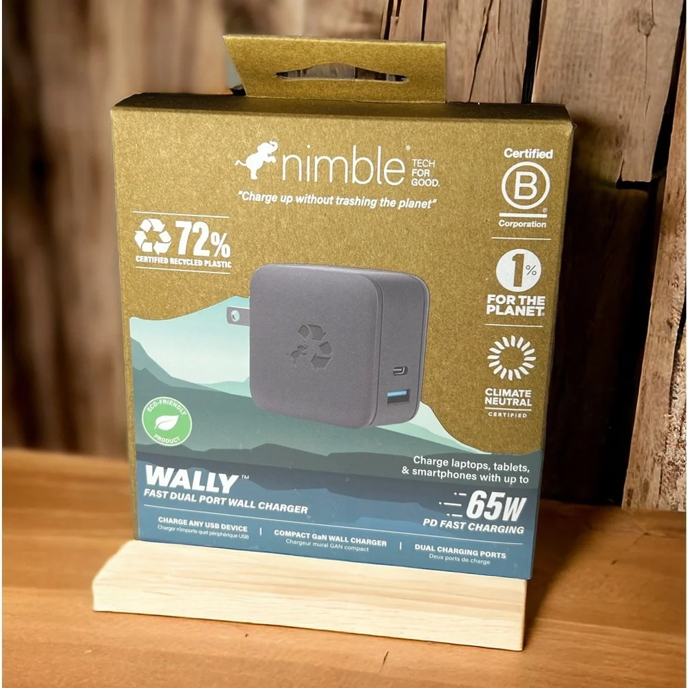 NIB nimble WALLY Wall Charger - Fast Dual Port Wall Charger 65W PD Fast Charging